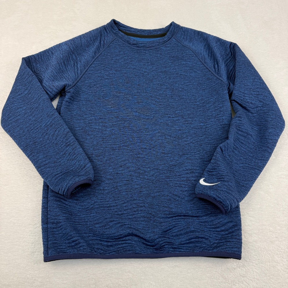 Nike Dri-FIT Tour Knit Performance Pullover Sweater Men Small Blue Textured Wave